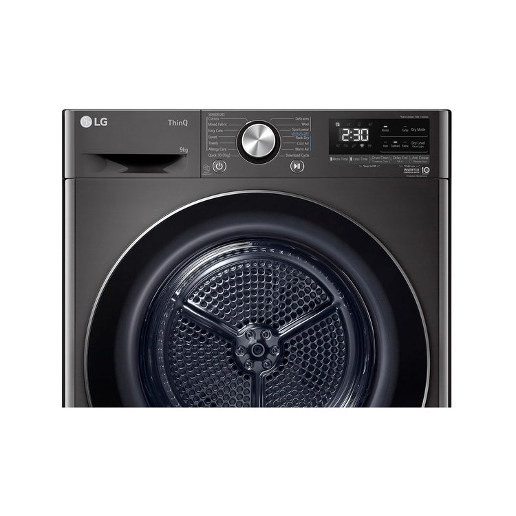 LG 9kg Series 9 Heat Pump Dryer – Black DVH909B, Control Panel View 2