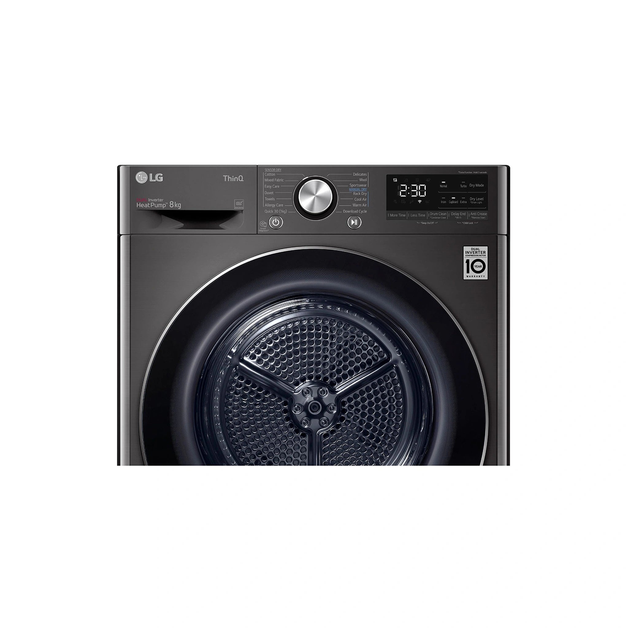 LG 9kg Series 9 Heat Pump Dryer – Black DVH909B, Control Panel View 3