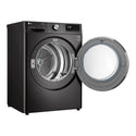 LG 9kg Series 9 Heat Pump Dryer – Black DVH909B, Left Side View With Door Open