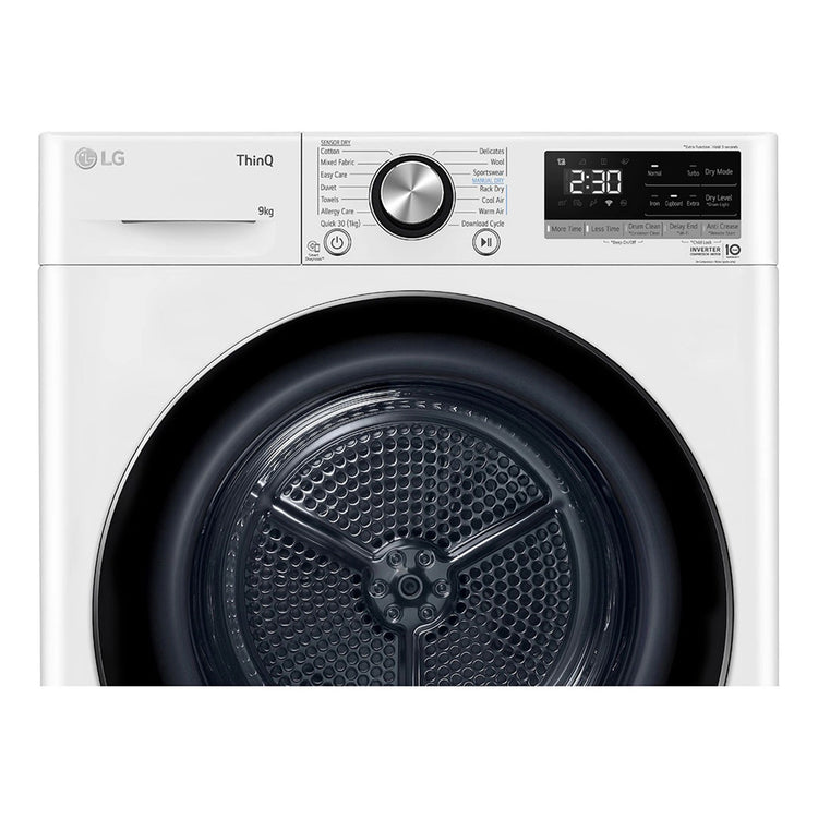 LG 9kg Heat Pump Dryer with Inverter Control DVH909W, Control Panel View