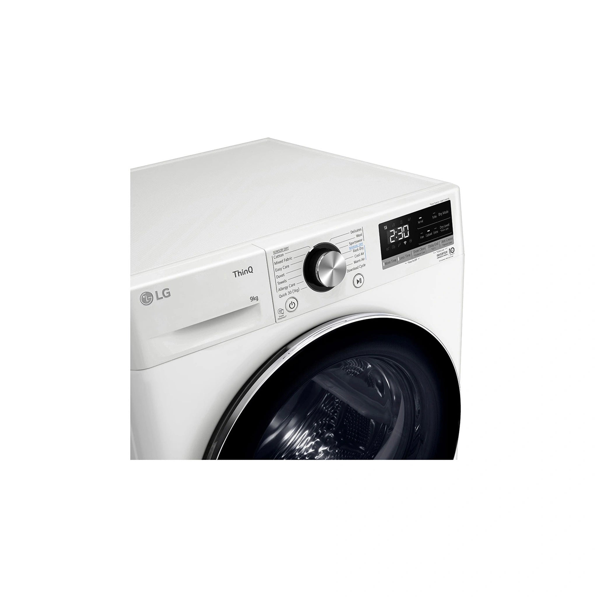 LG 9kg Heat Pump Dryer with Inverter Control DVH909W, Control Panel View 2