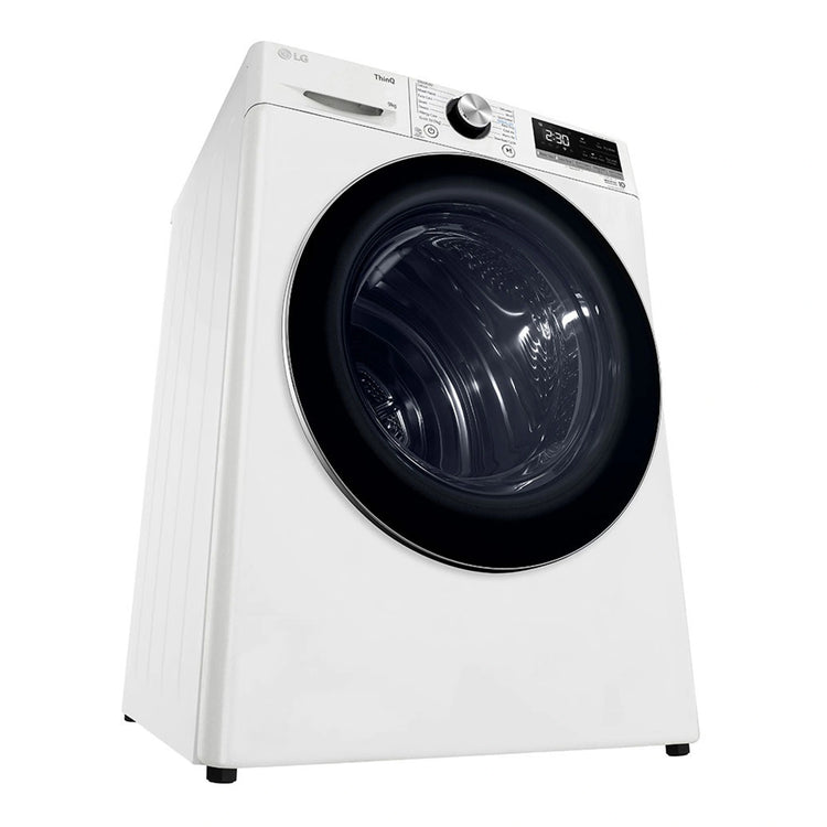 LG 9kg Heat Pump Dryer with Inverter Control DVH909W, Front Left Side View