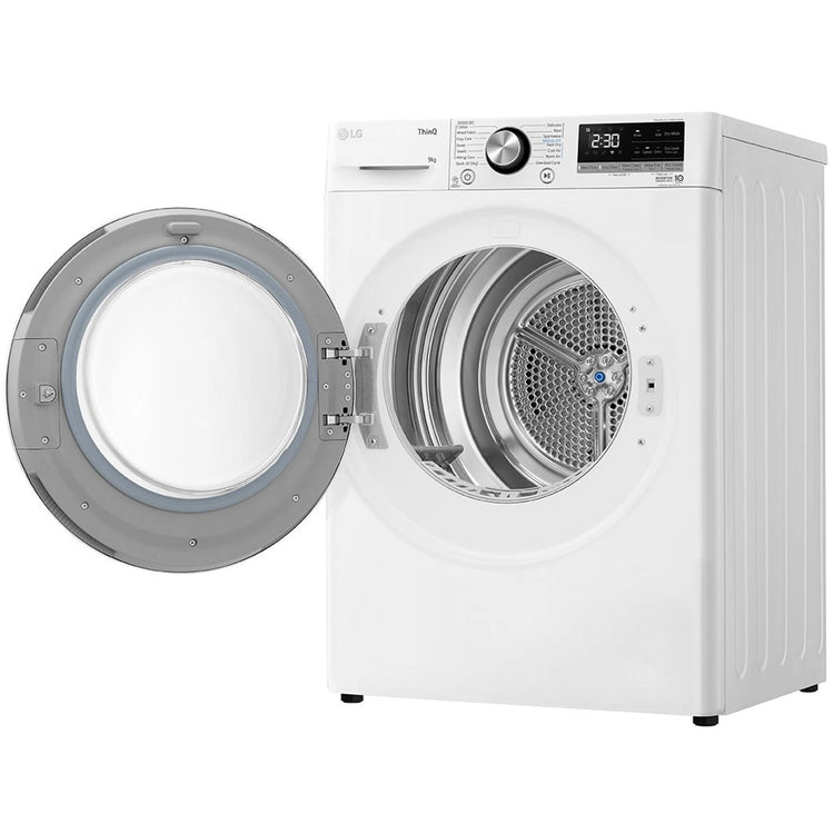LG 9kg Heat Pump Dryer with Inverter Control DVH909W, Right Side View With Door Open