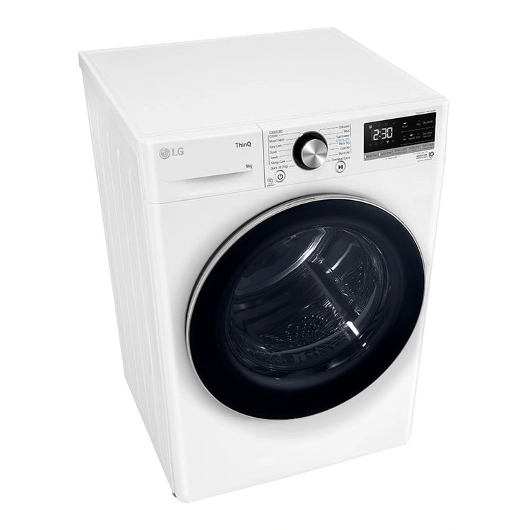 LG 9kg Heat Pump Dryer with Inverter Control DVH909W, Top Left Side View