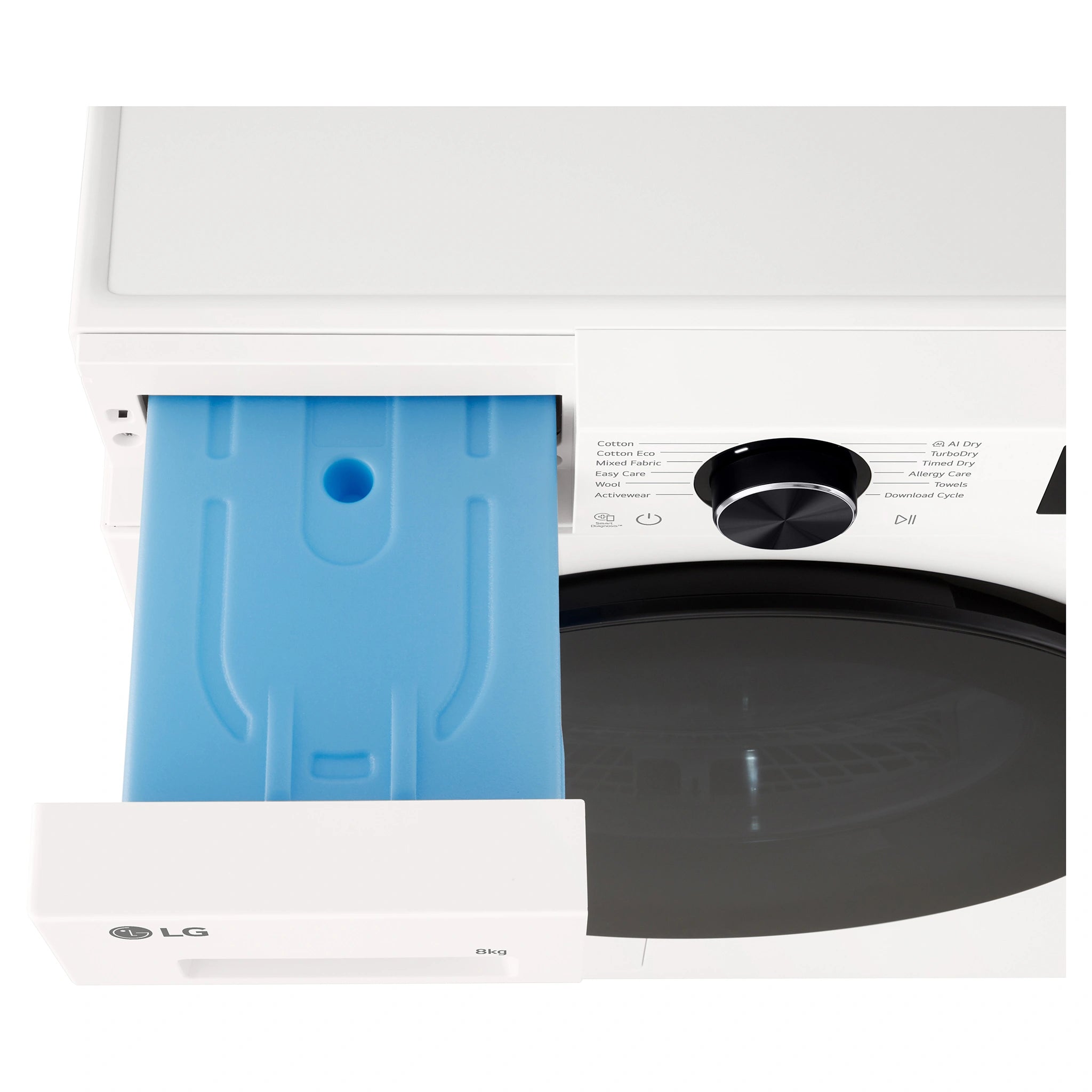 LG 8Kg Series 3 Heat Pump Dryer DXH308W, Drawer Open View