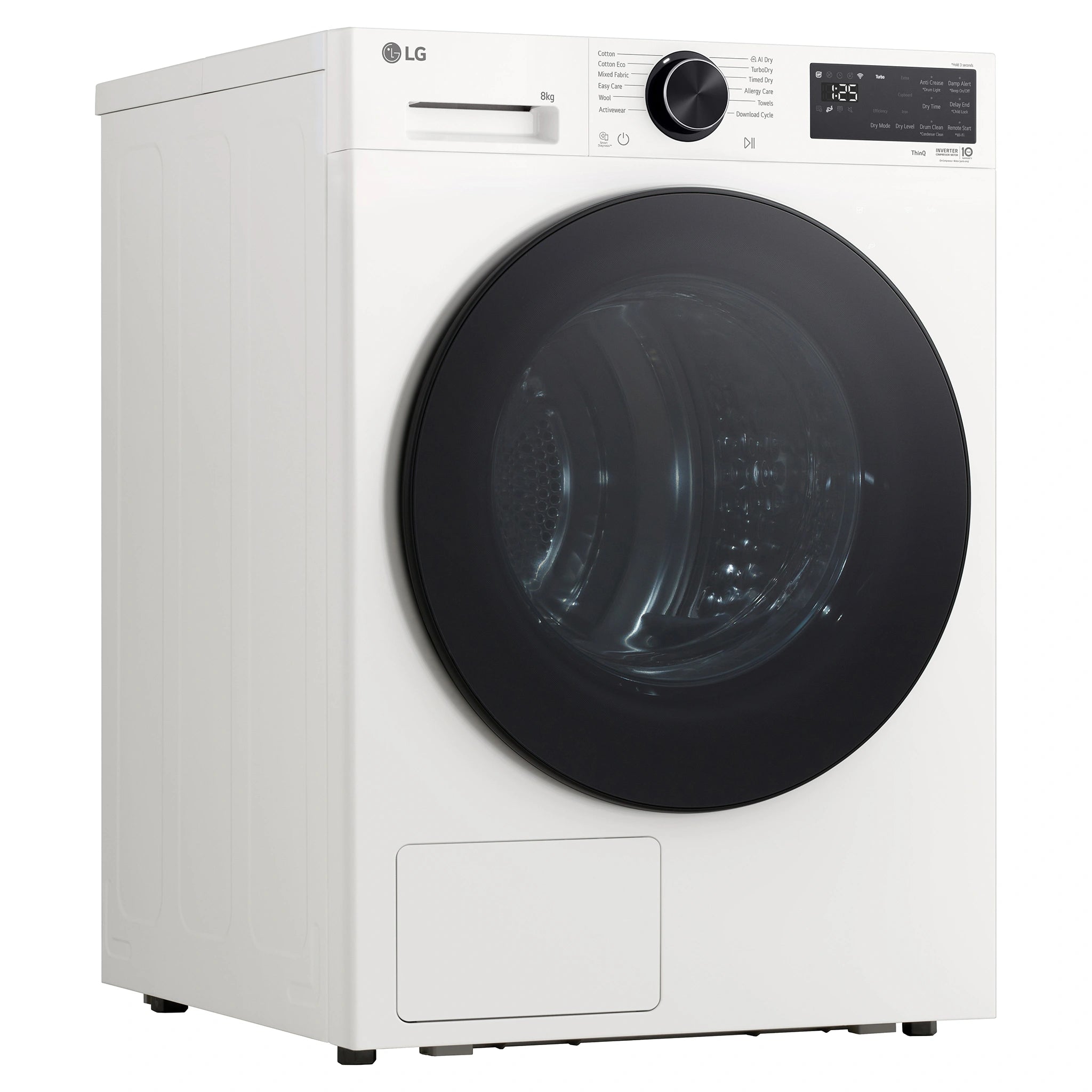 LG 8Kg Series 3 Heat Pump Dryer DXH308W, Left Side View