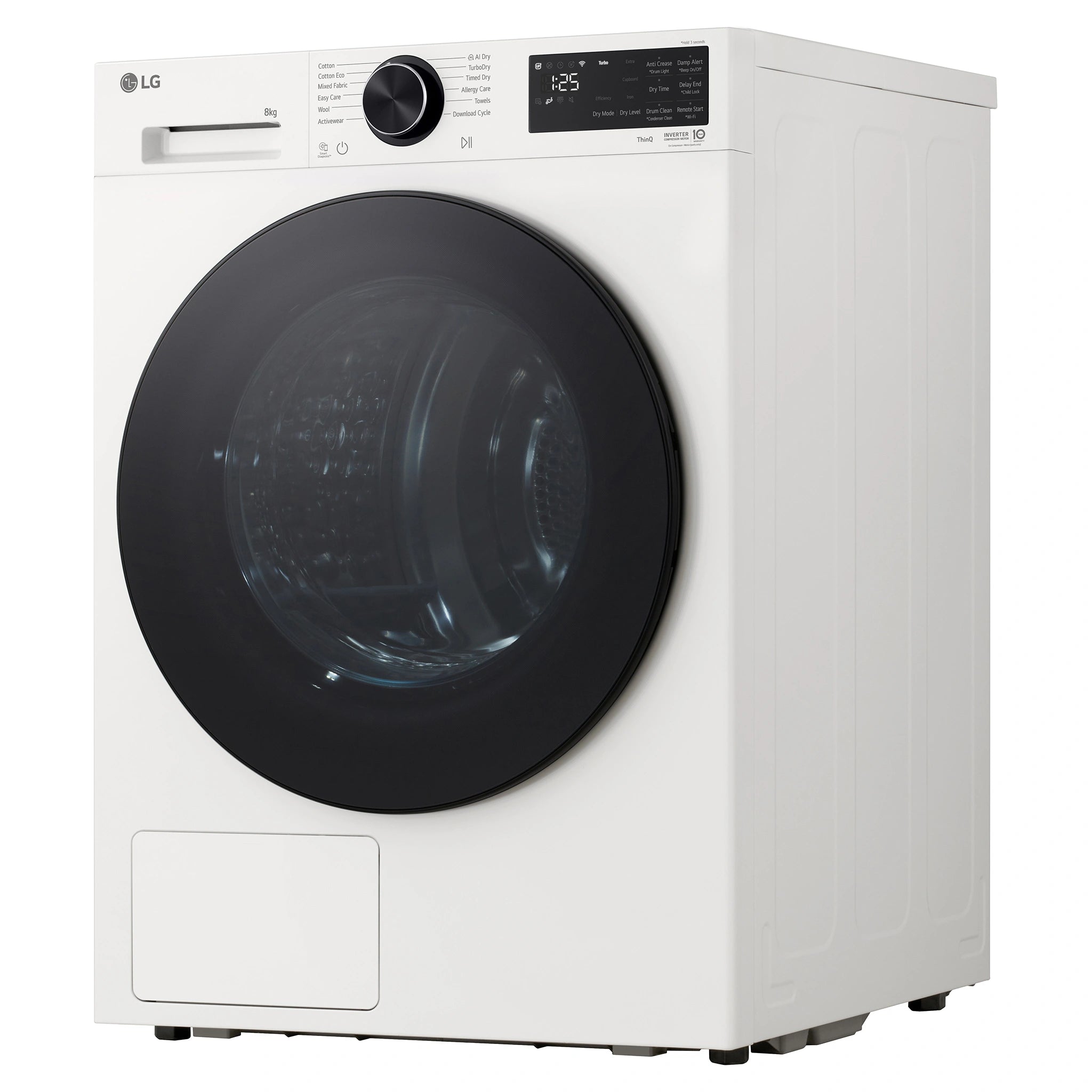 LG 8Kg Series 3 Heat Pump Dryer DXH308W, Right Side View