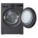 LG 9kg Series 9 Matte Black Heat Pump Dryer 9 Star DXH909MB, Front View with Door Open