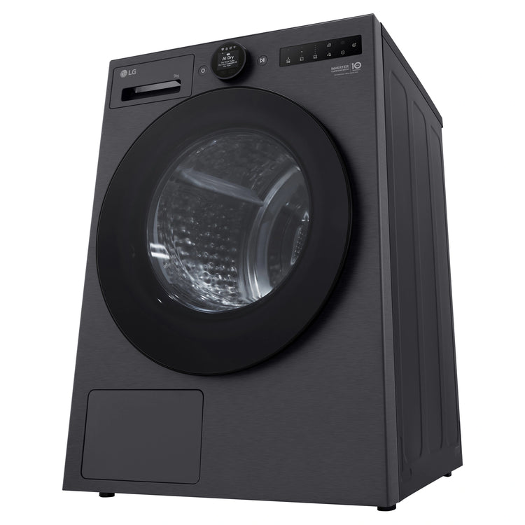 LG 9kg Series 9 Matte Black Heat Pump Dryer 9 Star DXH909MB, Right Side Bottom View
