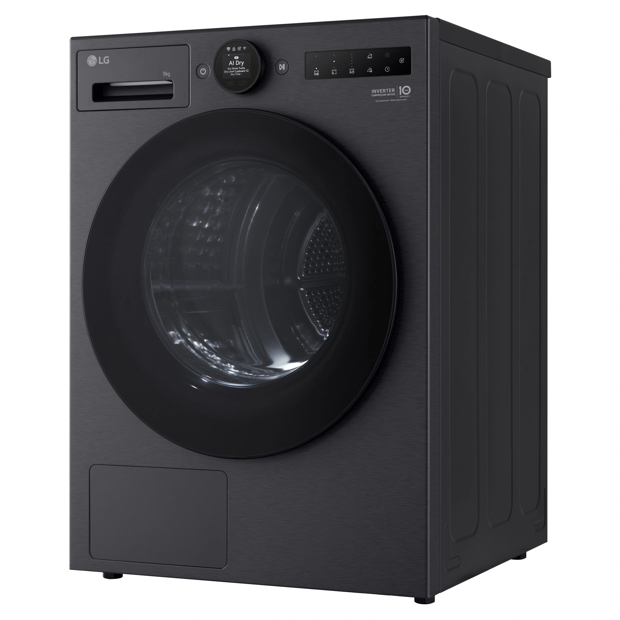 LG 9kg Series 9 Matte Black Heat Pump Dryer 9 Star DXH909MB, Right Side View