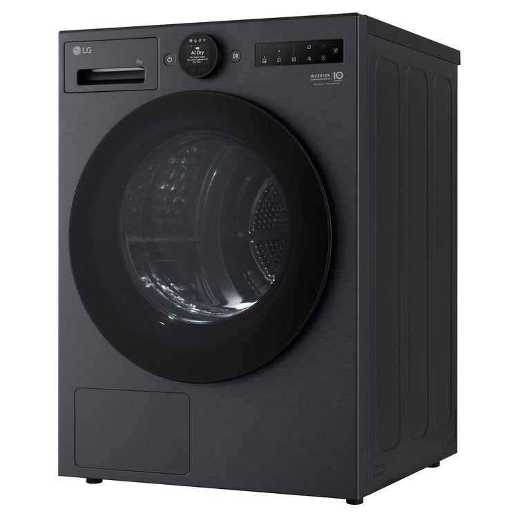 LG 9kg Series 9 Matte Black Heat Pump Dryer 9 Star DXH909MB, Right Side View