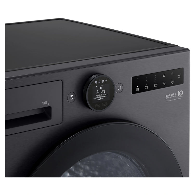 LG 10kg Series 9 Matte Black Heat Pump Dryer 9 Star DXH910MB, Control Panel View
