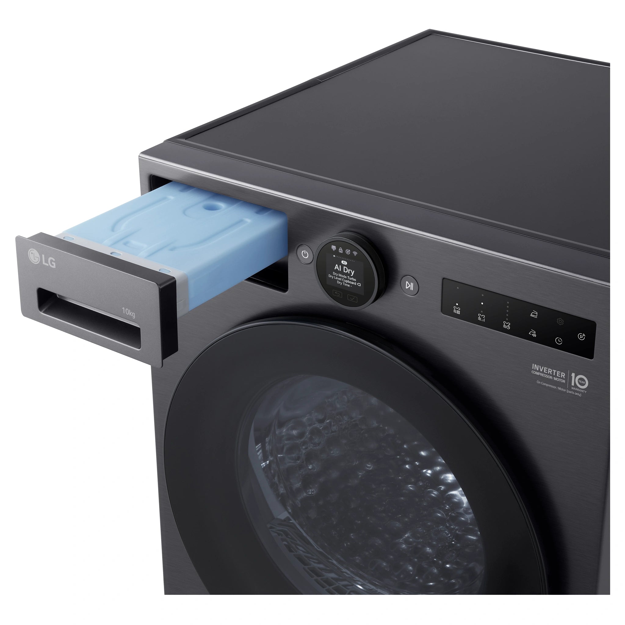 LG 10kg Series 9 Matte Black Heat Pump Dryer 9 Star DXH910MB, Detergent Drawer