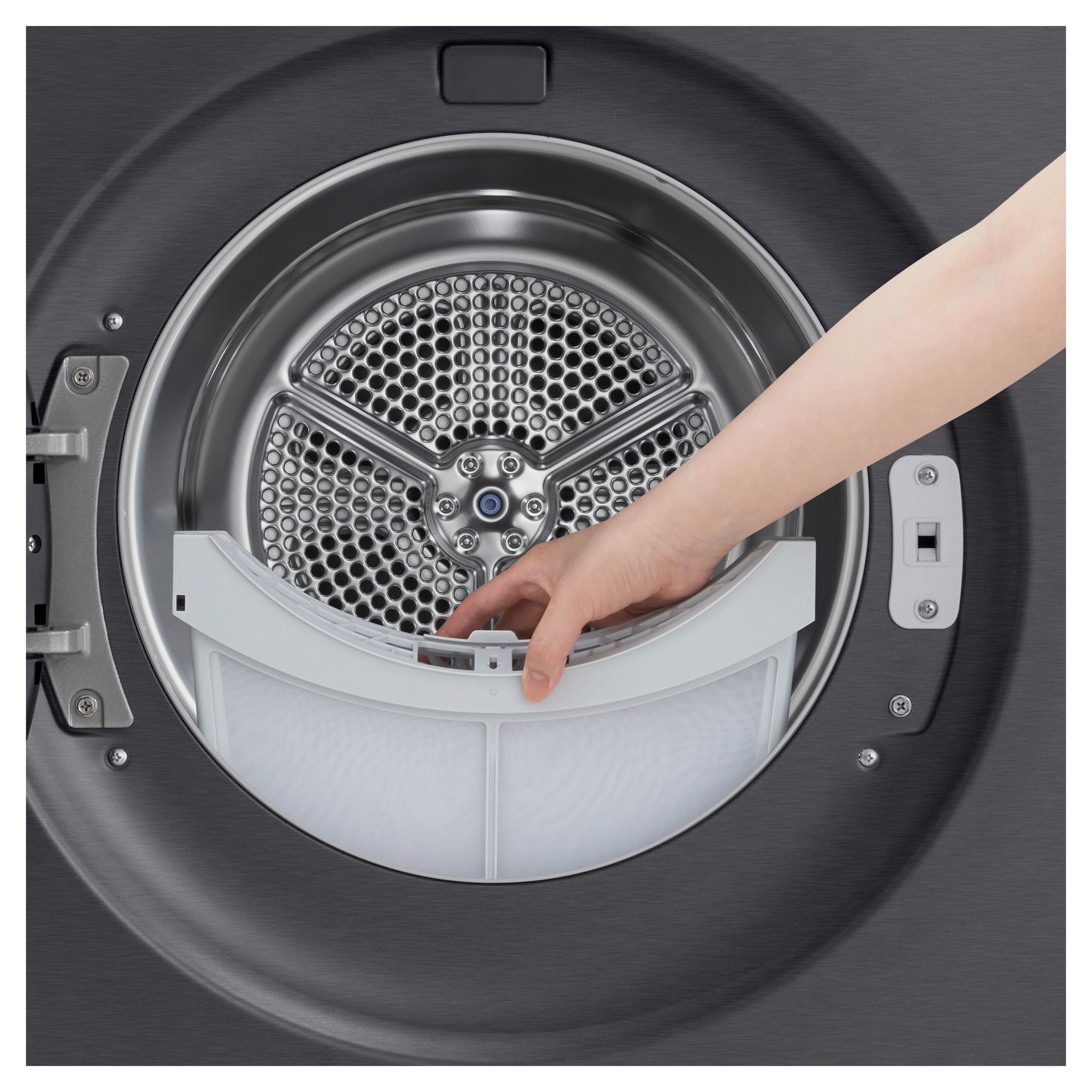 LG 10kg Series 9 Matte Black Heat Pump Dryer 9 Star DXH910MB, Filter View