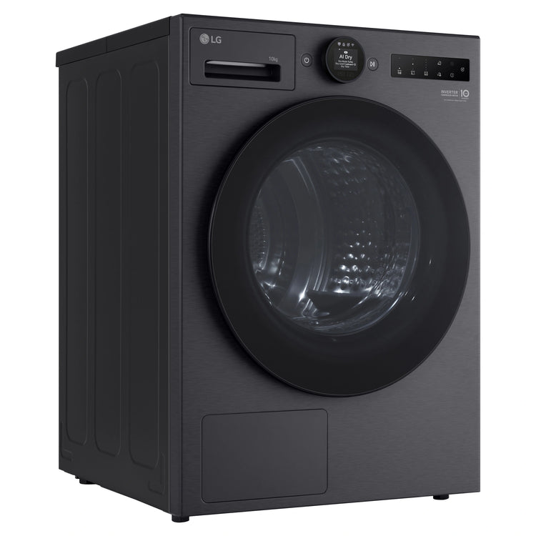 LG 10kg Series 9 Matte Black Heat Pump Dryer 9 Star DXH910MB, Left Side View