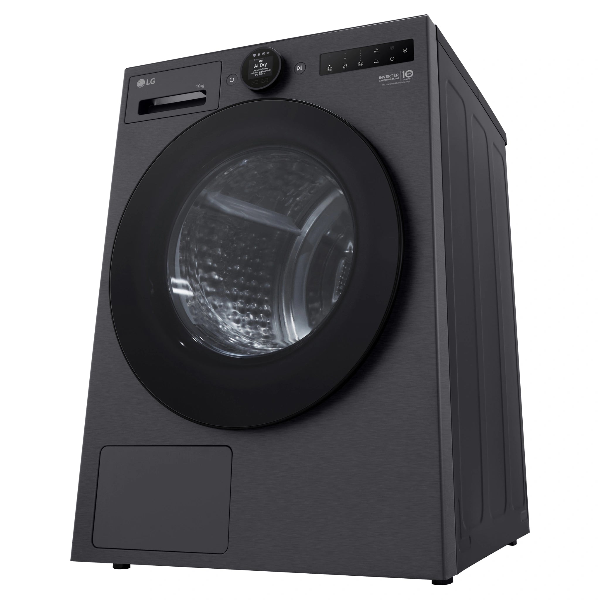 LG 10kg Series 9 Matte Black Heat Pump Dryer 9 Star DXH910MB, Right Side Bottom View