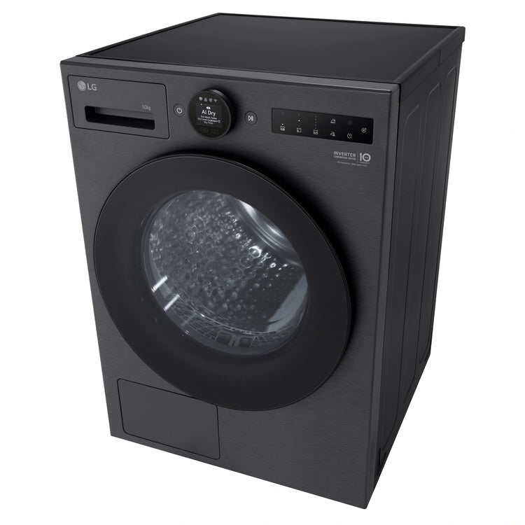 LG 10kg Series 9 Matte Black Heat Pump Dryer 9 Star DXH910MB, Right Side Top View