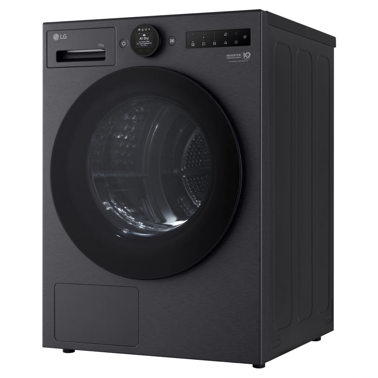 LG 10kg Series 9 Matte Black Heat Pump Dryer 9 Star DXH910MB, Right Side View