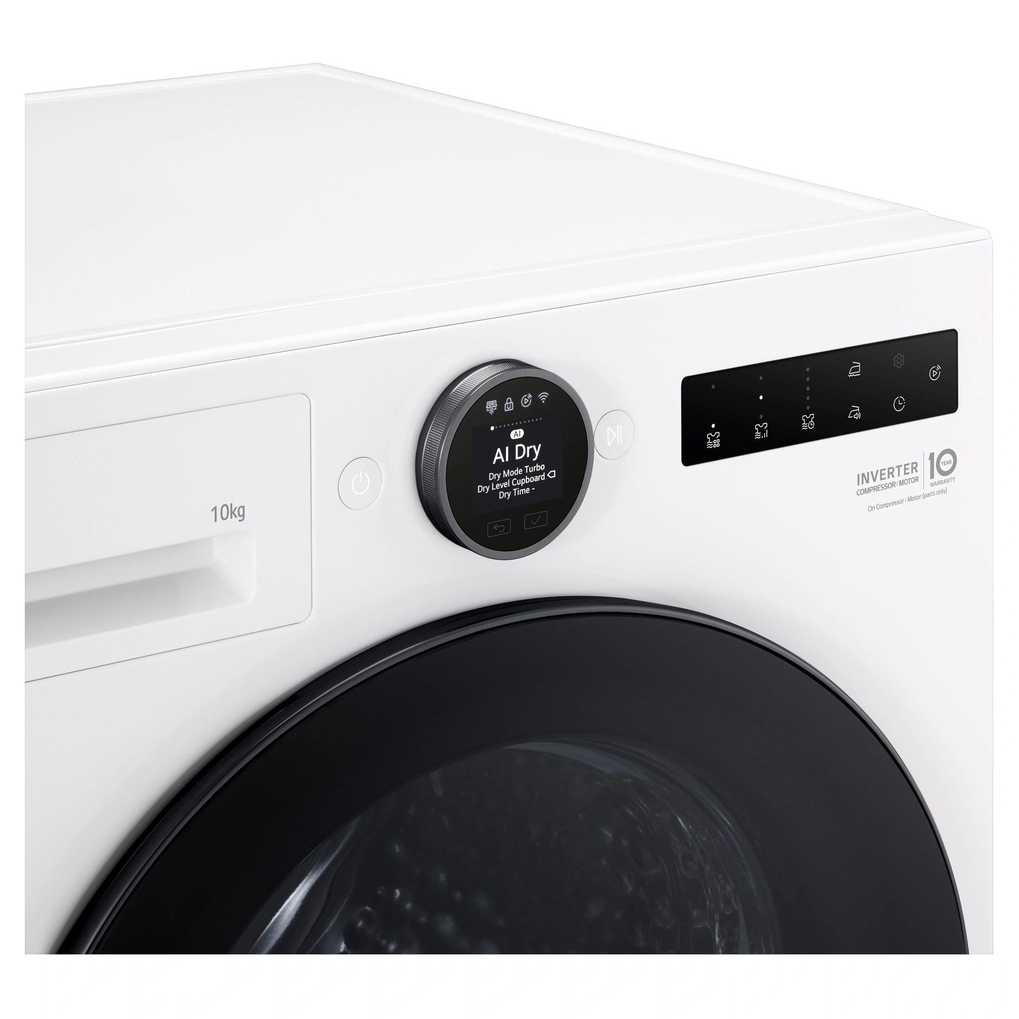 LG 10kg Series 9 White Heat Pump Dryer 9 Star DXH910W, Control Panel View