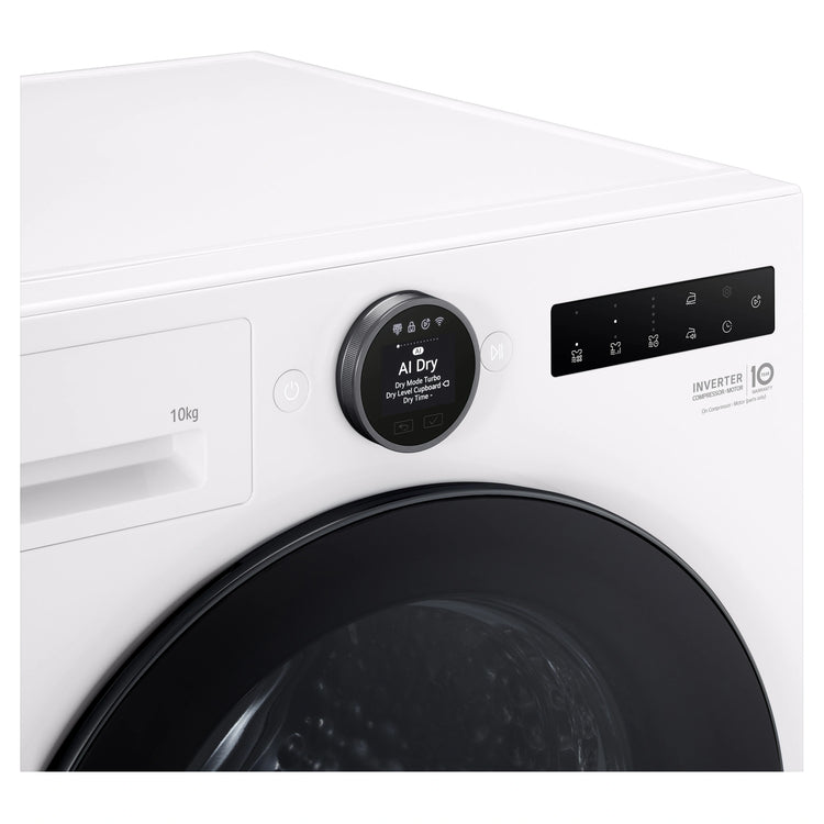 LG 10kg Series 9 White Heat Pump Dryer 9 Star DXH910W, Control Panel View
