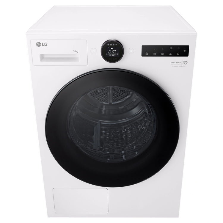 LG 10kg Series 9 White Heat Pump Dryer 9 Star DXH910W, Front Top View