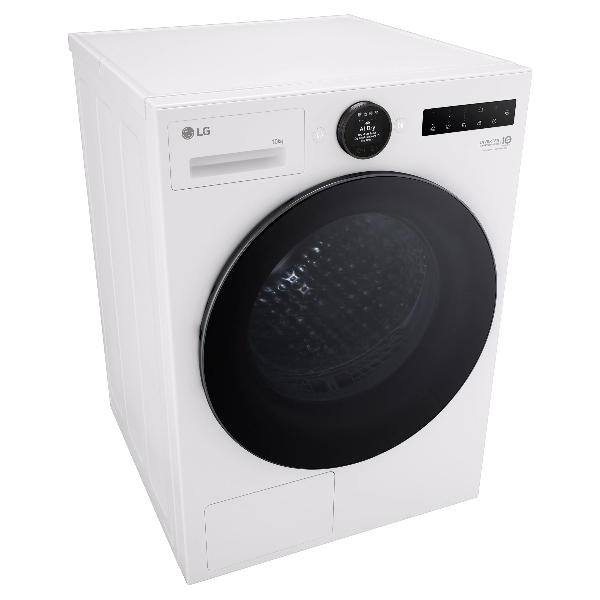 LG 10kg Series 9 White Heat Pump Dryer 9 Star DXH910W, Left Side Top View