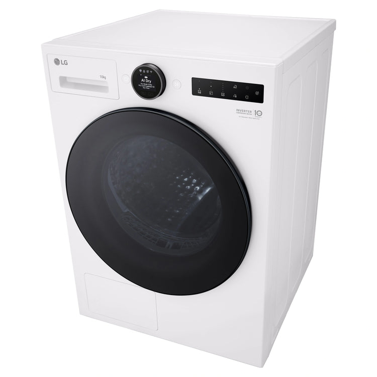 LG 10kg Series 9 White Heat Pump Dryer 9 Star DXH910W, Right Side Top View