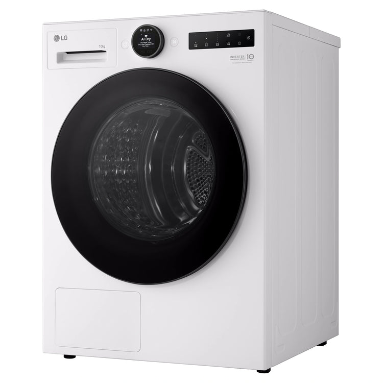LG 10kg Series 9 White Heat Pump Dryer 9 Star DXH910W, Right Side View