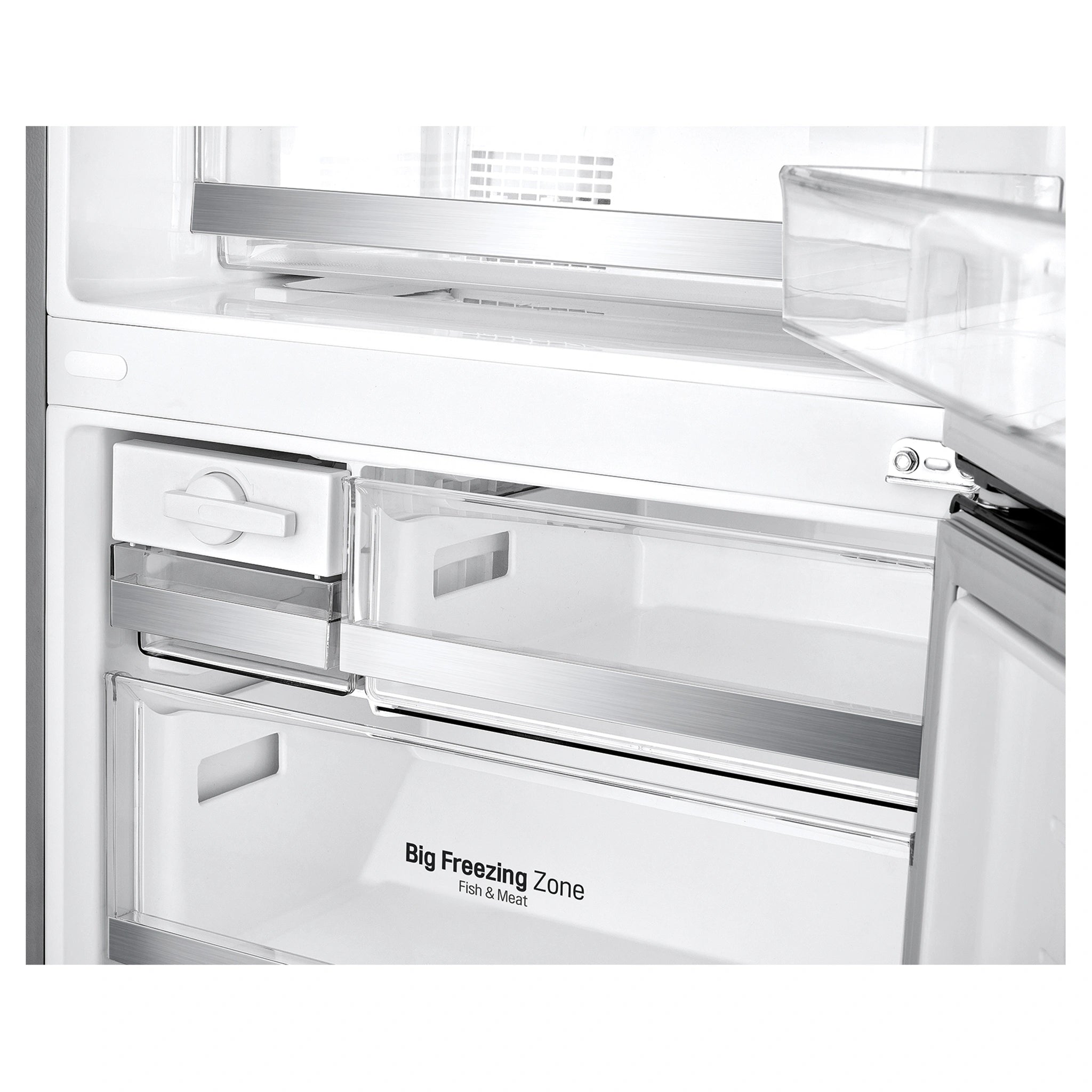 LG 420L Bottom Mount Fridge - Stainless Finish GB455PL, Big Freezing Zone View