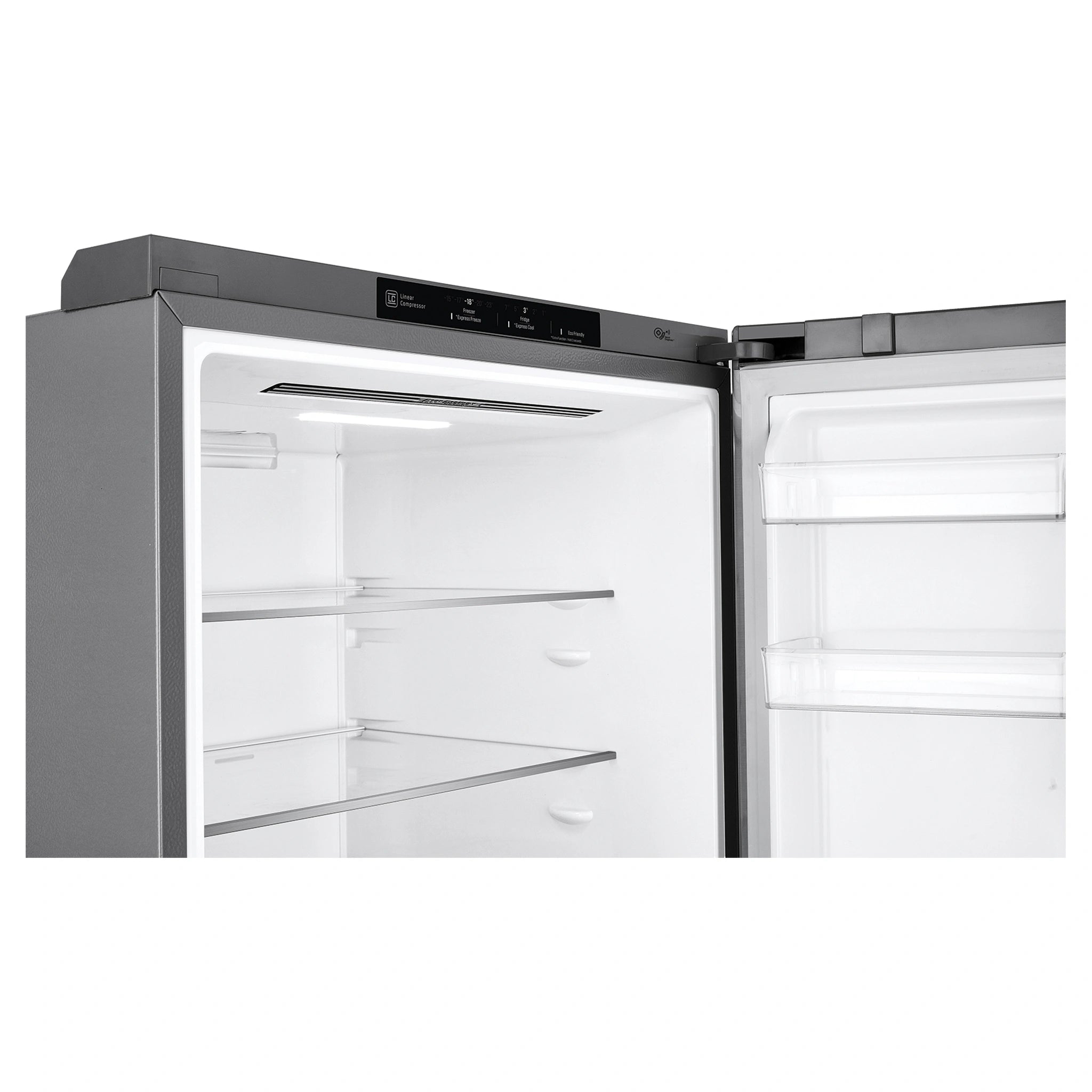 LG 420L Bottom Mount Fridge - Stainless Finish GB455PL, Freezer Door Open View