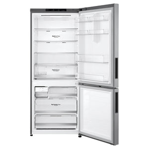 LG 420L Bottom Mount Fridge - Stainless Finish GB455PL, Front Door Open View