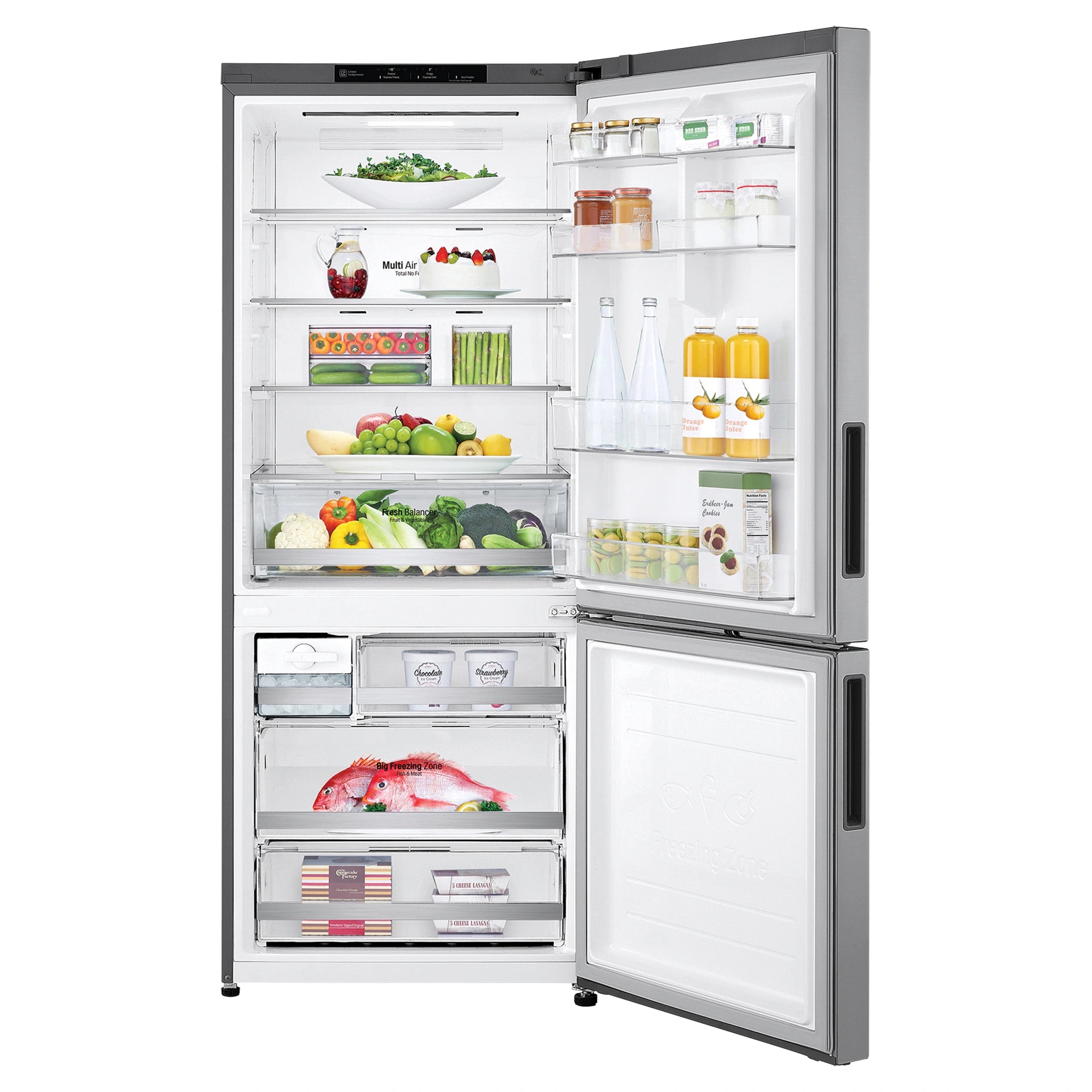 LG GB455PL 420L Bottom Mount Fridge - Stainless Finish