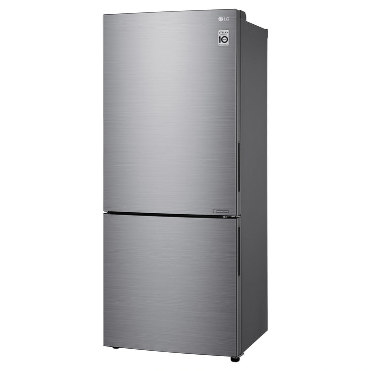 LG 420L Bottom Mount Fridge - Stainless Finish GB455PL, Front Left Side View