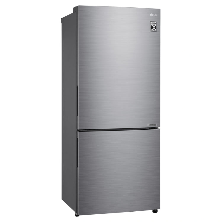 LG 420L Bottom Mount Fridge - Stainless Finish GB455PL, Front Right Side View