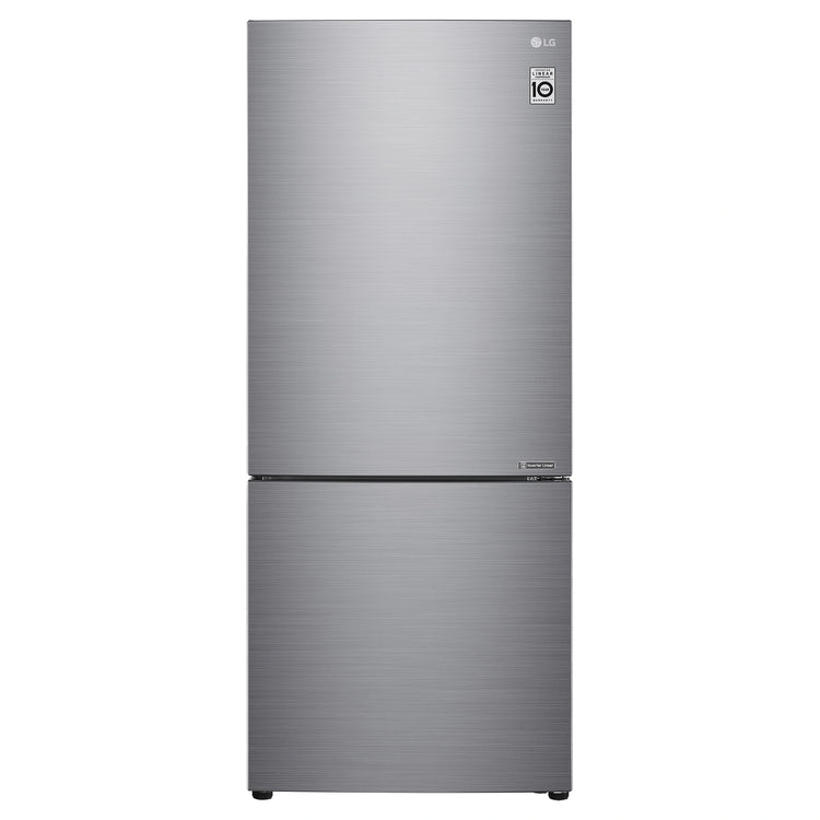 LG 420L Bottom Mount Fridge - Stainless Finish GB455PL, Front View