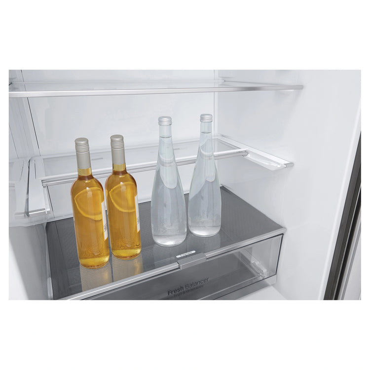 LG 420L Bottom Mount Fridge - Stainless Finish GB455PL, Inside View With Storages