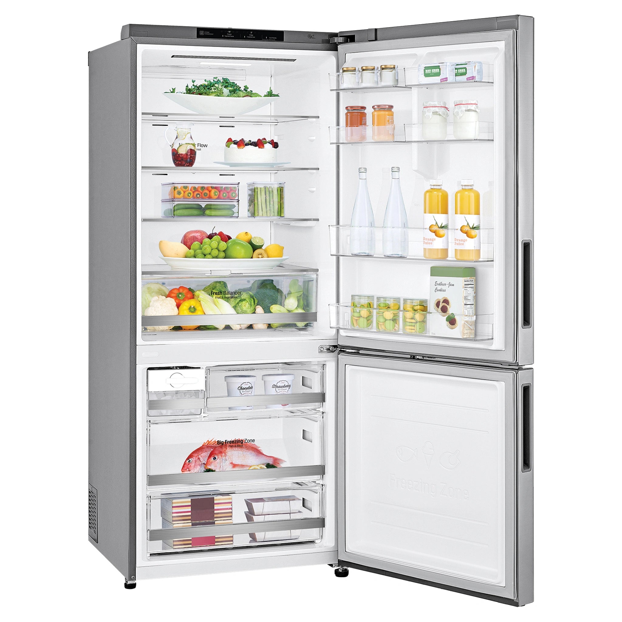 LG GB455PL 420L Bottom Mount Fridge - Stainless Finish