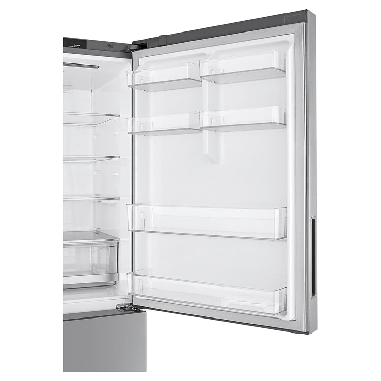 LG 420L Bottom Mount Fridge - Stainless Finish GB455PL, Side Door Open View