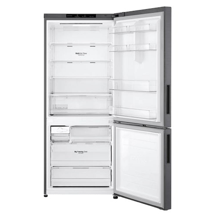LG 420L Bottom Mount Fridge - Graphite Finish GB455UPLE, Front Door Open View