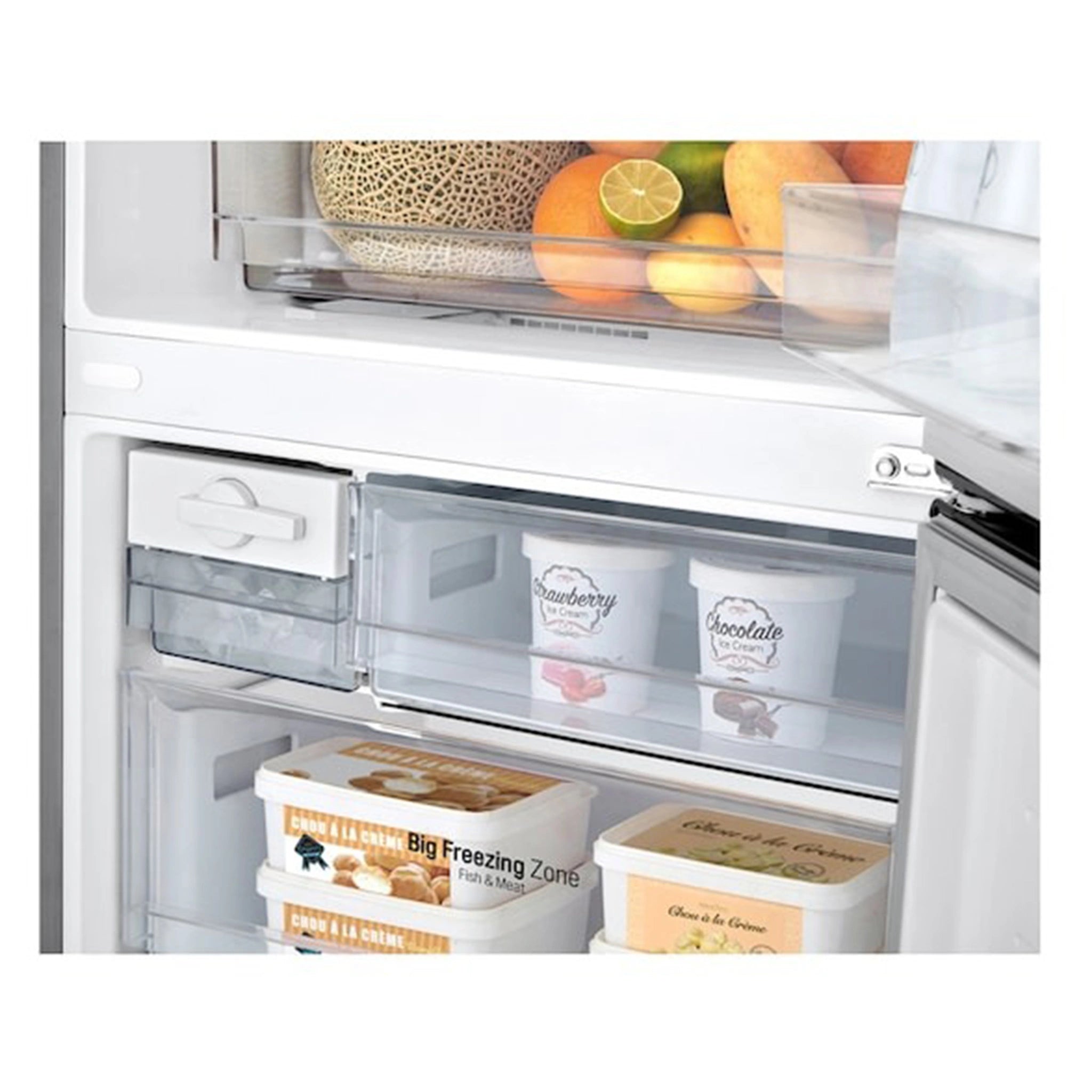 LG 420L Bottom Mount Fridge - Graphite Finish GB455UPLE, Inside View With Storages