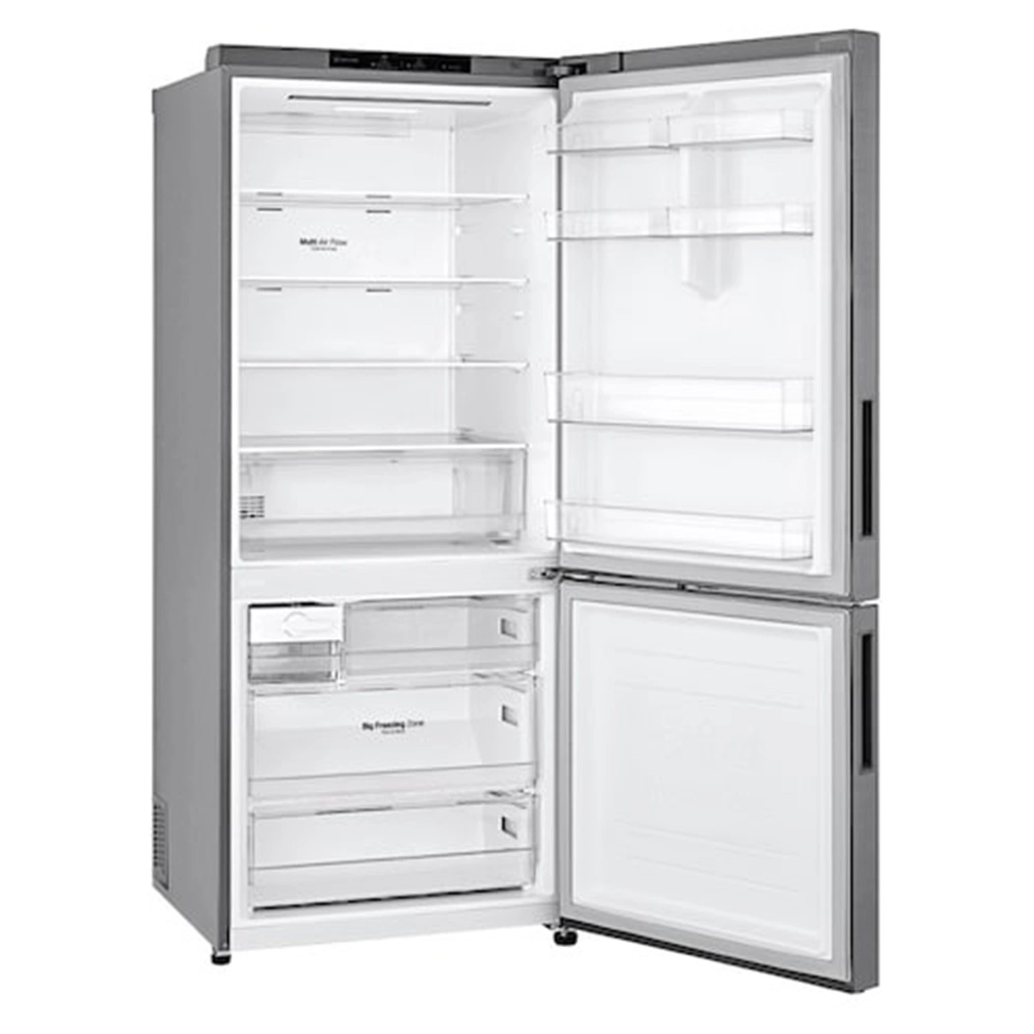 LG 420L Bottom Mount Fridge - Graphite Finish GB455UPLE, Right Side Door Open View
