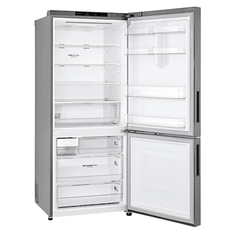 LG 420L Bottom Mount Fridge - Graphite Finish GB455UPLE, Right Side Door Open View