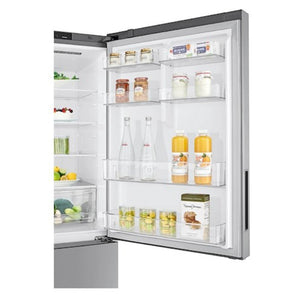 LG 420L Bottom Mount Fridge - Graphite Finish GB455UPLE, Side Door Open View With Storages