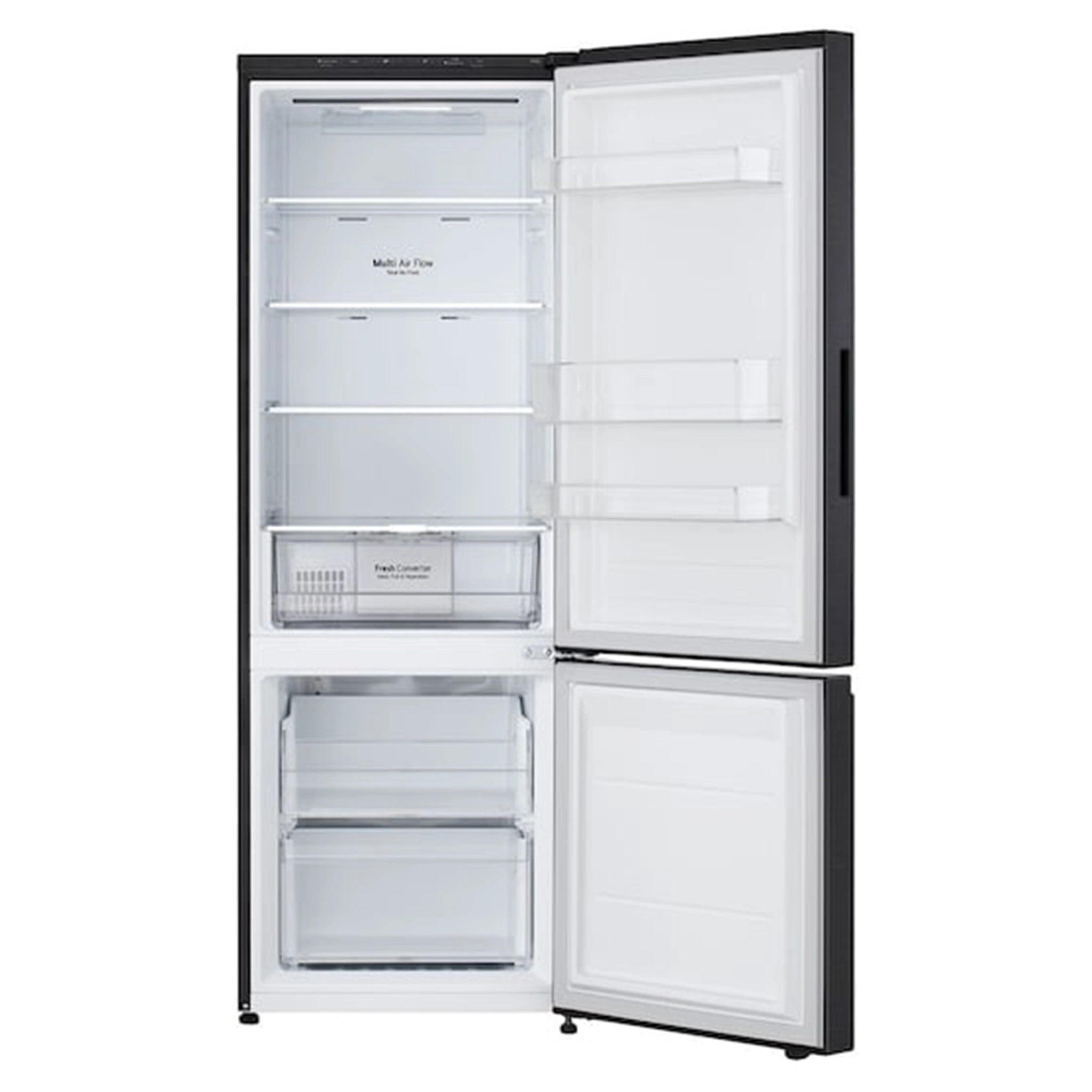 LG Bottom Mount Series Refrigerator GBB300MBL, Front View With Door Open View