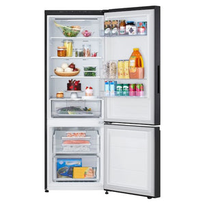 LG Bottom Mount Series Refrigerator GBB300MBL, Front View With Door Open View With Storages