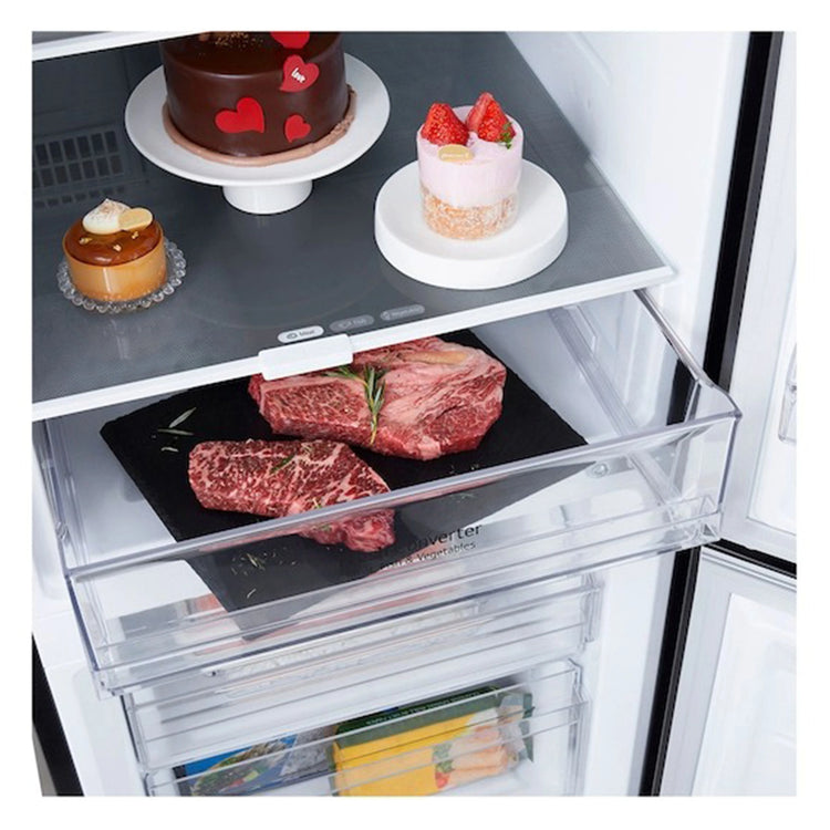 LG Bottom Mount Series Refrigerator GBB300MBL, Inside View With Storages