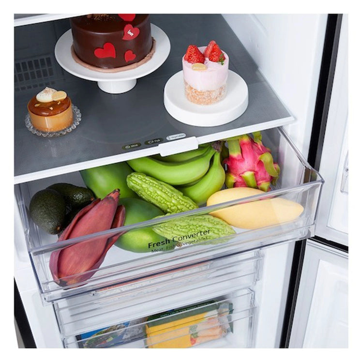 LG Bottom Mount Series Refrigerator GBB300MBL, Inside View With Storages 2