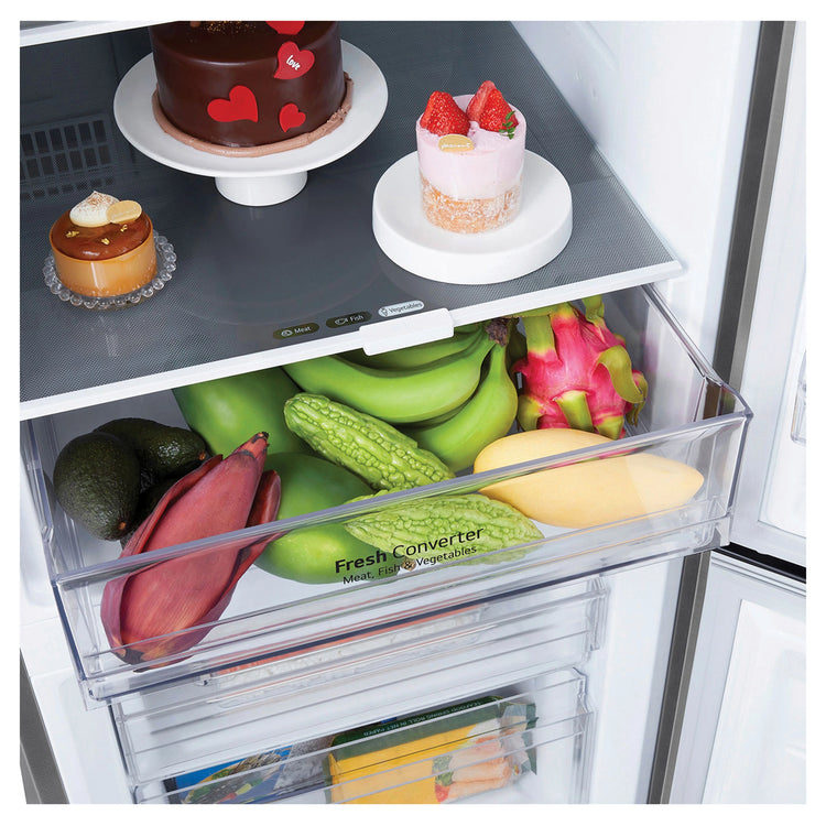 LG 335L Bottom Mount Fridge - Stainless Finish GBB300PL, Fresh Converter View With Storages 3