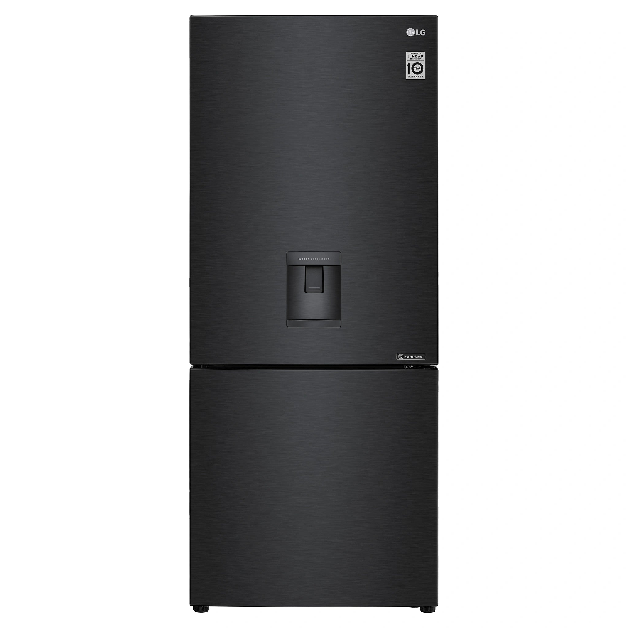 LG 420L Bottom Mount Fridge with Water Dispenser GBW455MBL, Front View