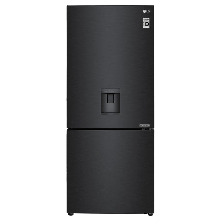 LG 420L Bottom Mount Fridge with Water Dispenser GBW455MBL, Front View
